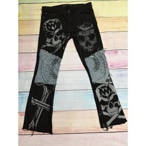 Wornstar Hellraiser Catacombs Jeans 36 Black Skull Slim Bootcut